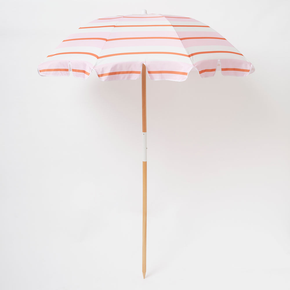 Beach Umbrella | Summer Stripe Strawberry Sorbet