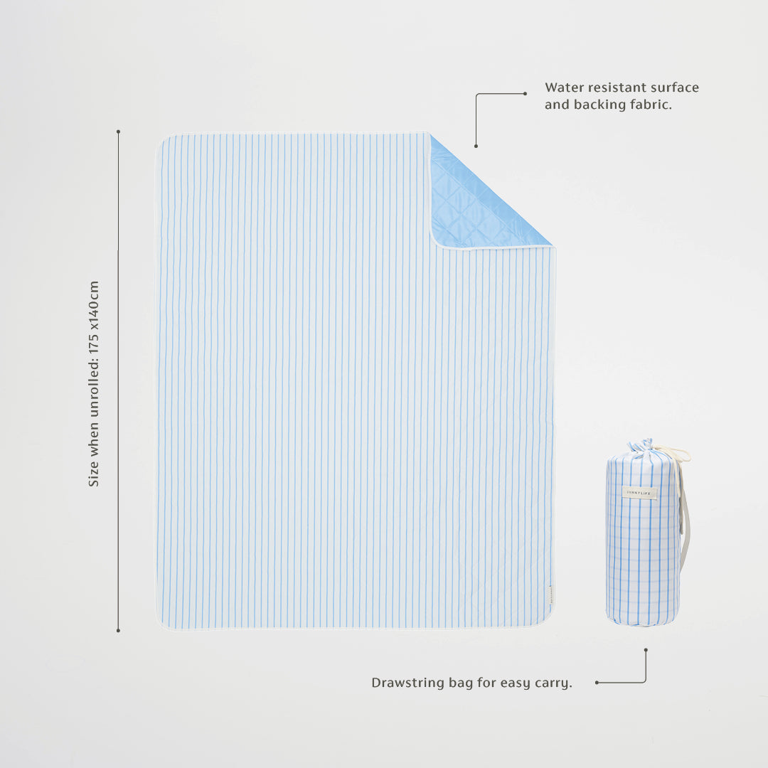 Beach and Picnic Blanket | Le Weekend Mid Blue-Cream