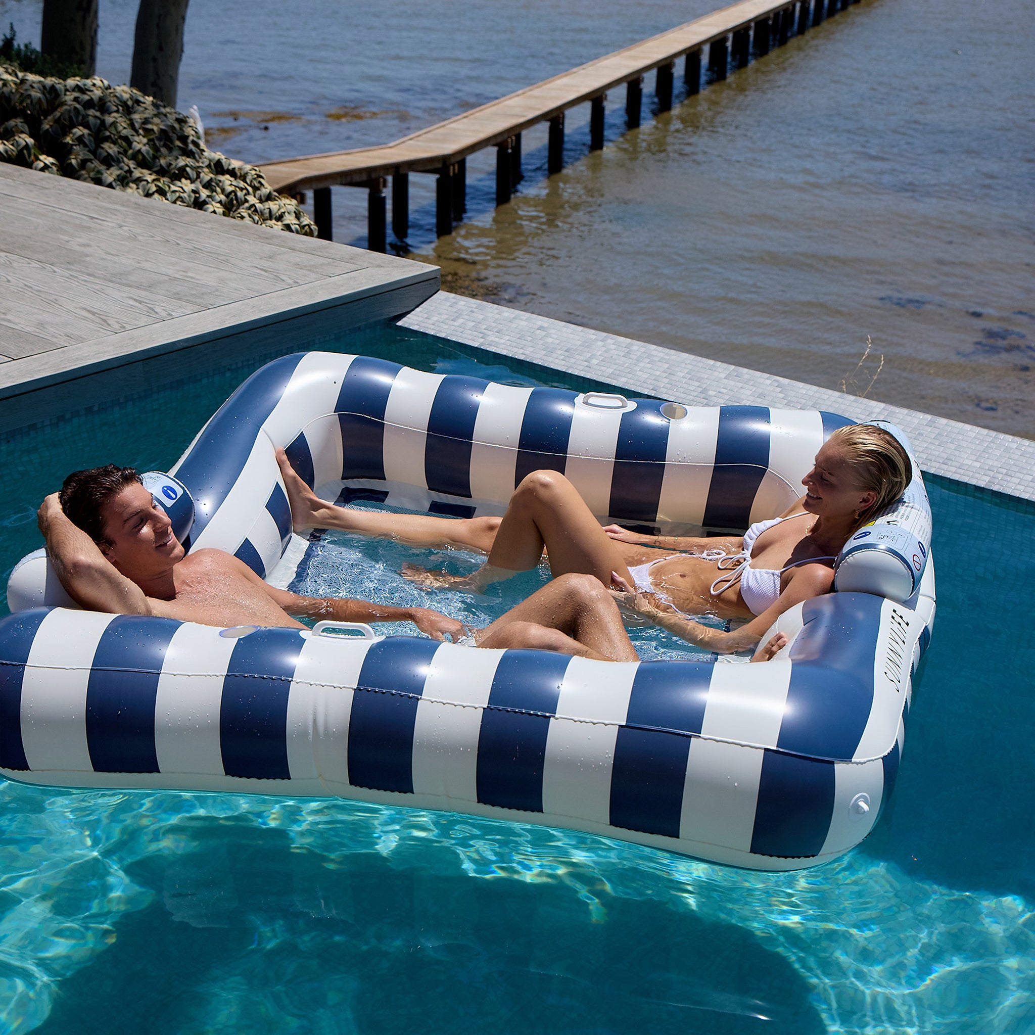 Luxe Twin Hammock Float | Le Weekend Navy Stripe