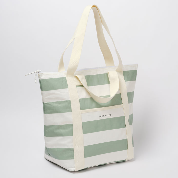 Light Cooler Tote | La Palma Sage Stripe