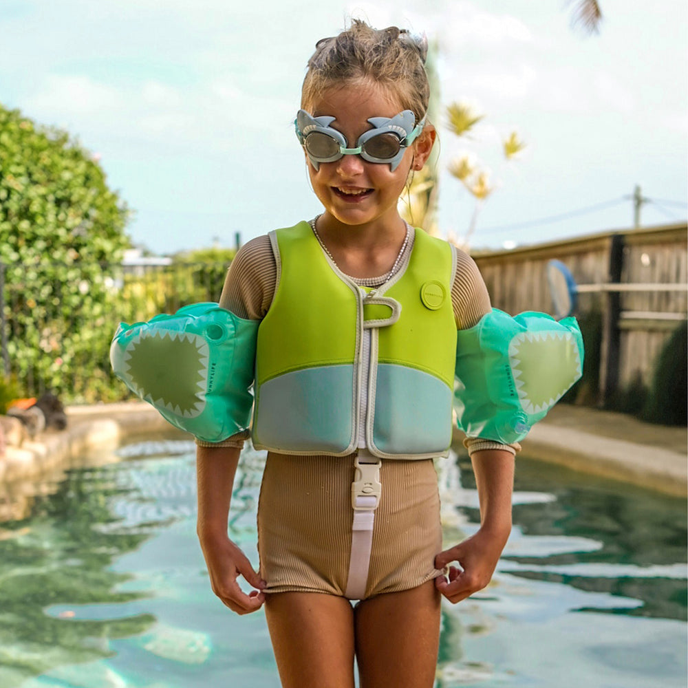 Mini Swim Goggles | Salty the Shark Aqua