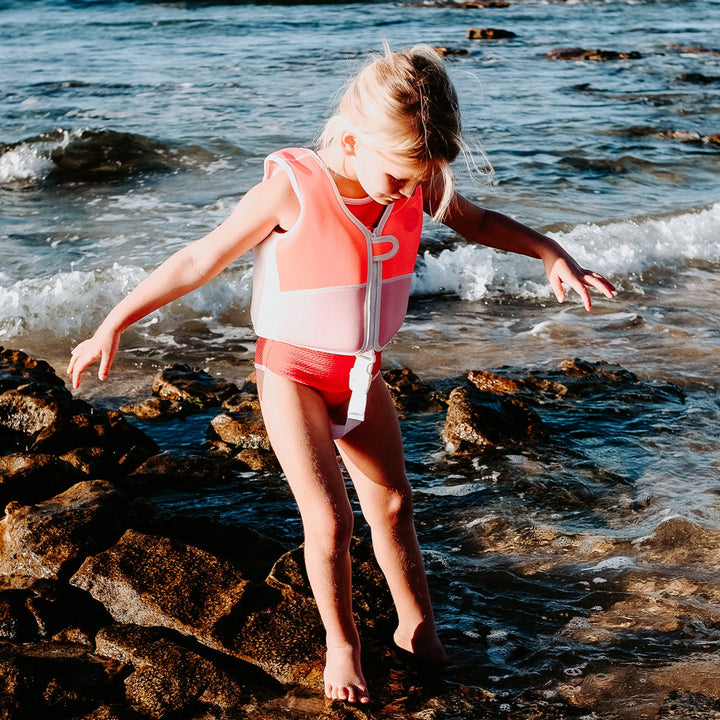 Kids Swim Vest 2-3 | Melody the Mermaid Neon Strawberry