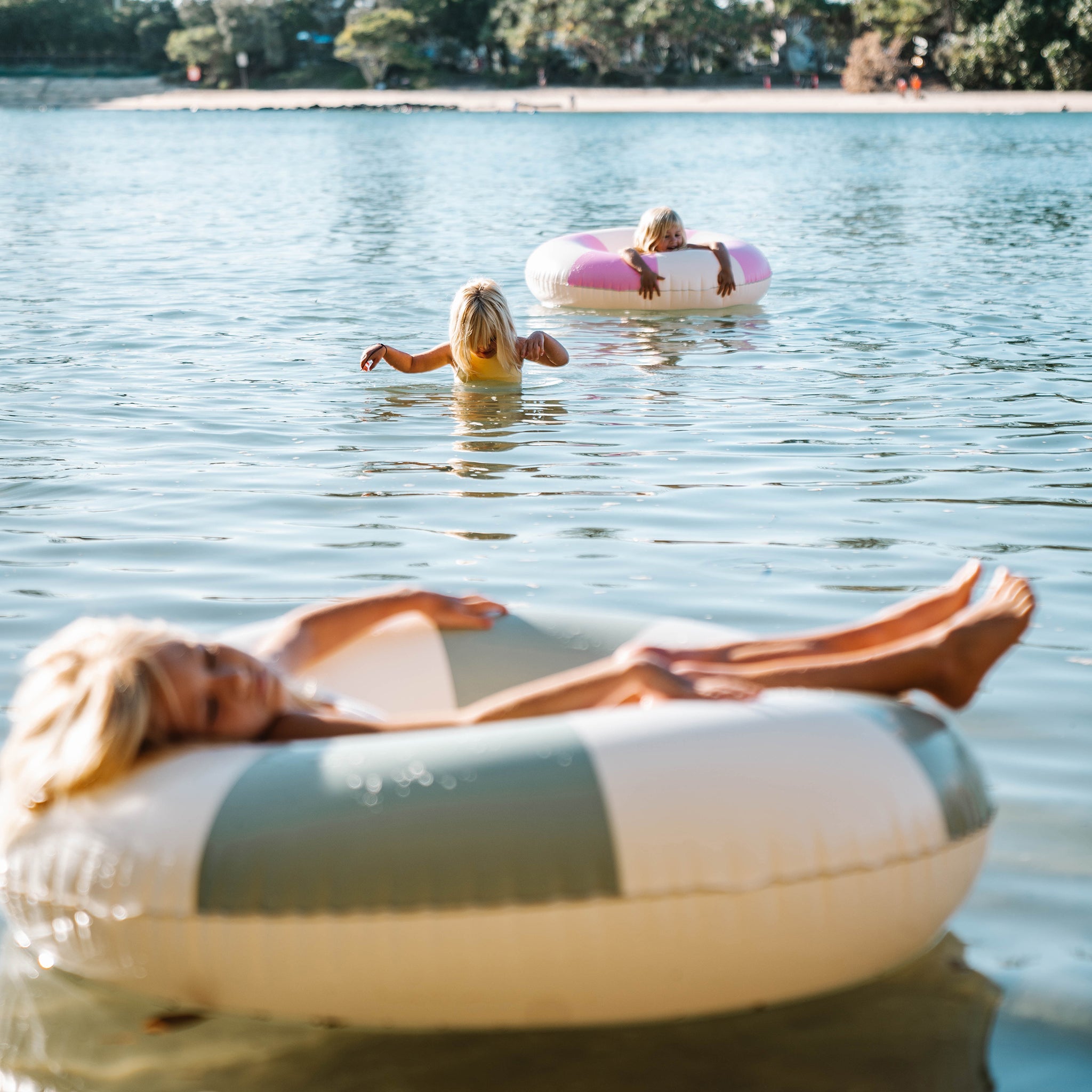 Tube Pool Ring | The Vacay Soft Olive Stripe