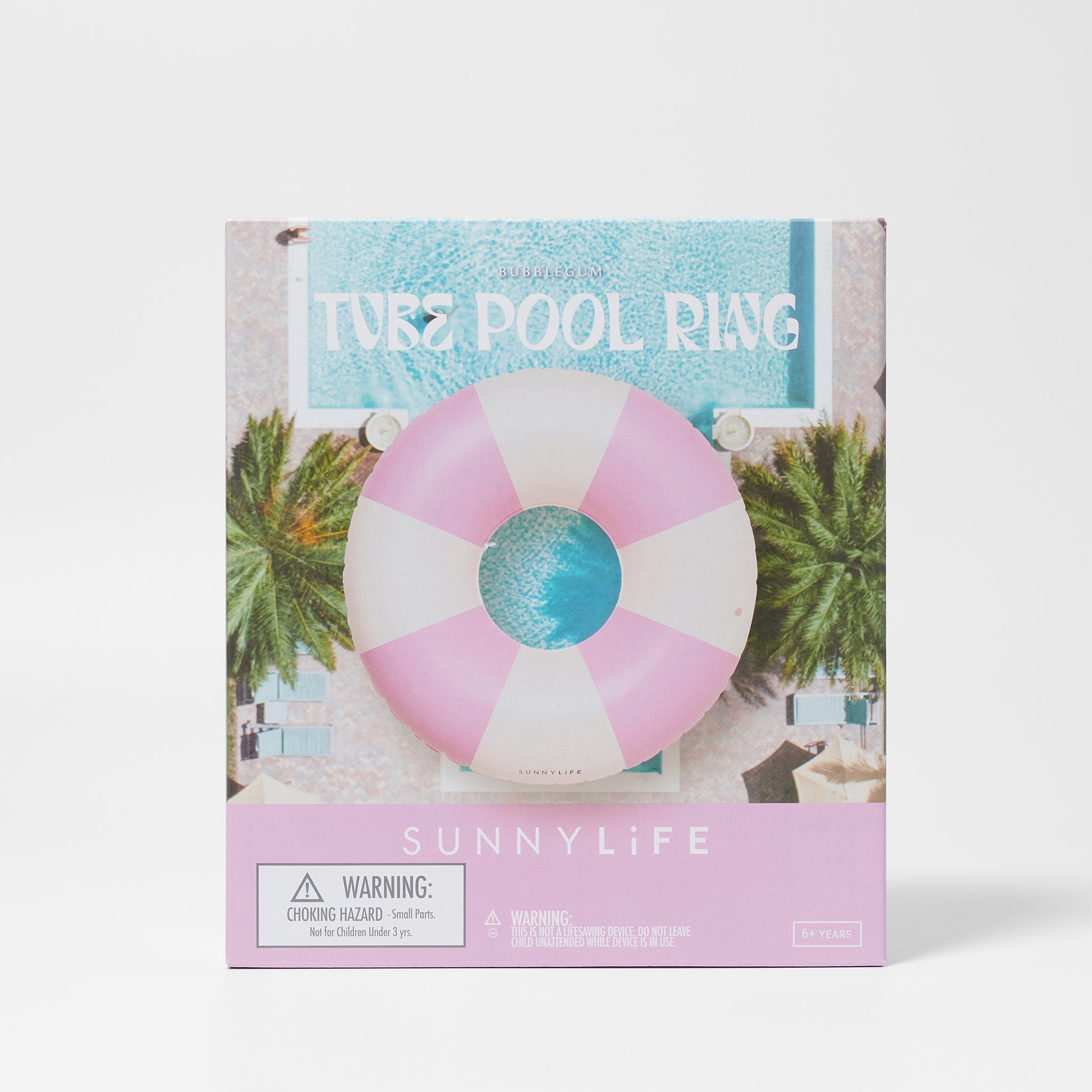 Tube Pool Ring | Bubblegum Pink Stripe