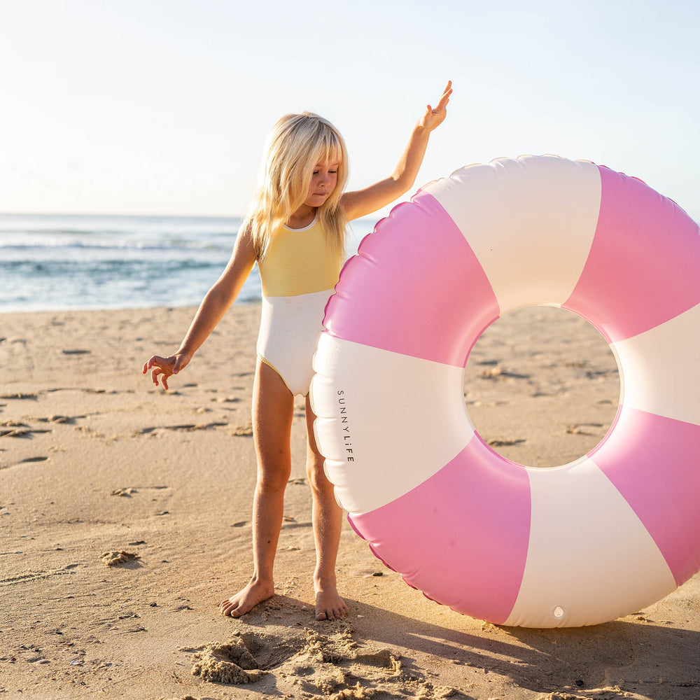 Tube Pool Ring | Bubblegum Pink Stripe