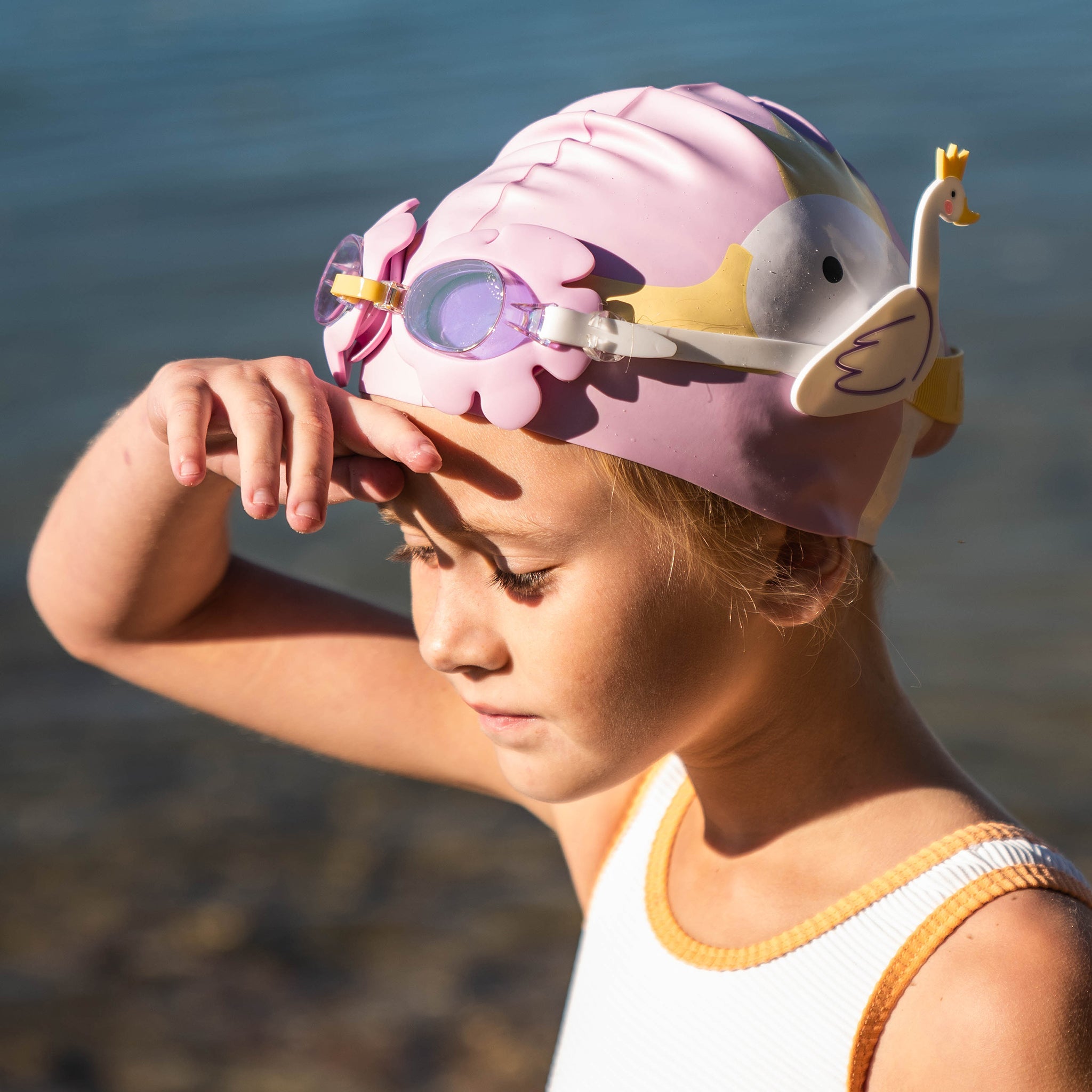 Kids Swimming Cap Princess Swan Multi SUNNYLiFE AU