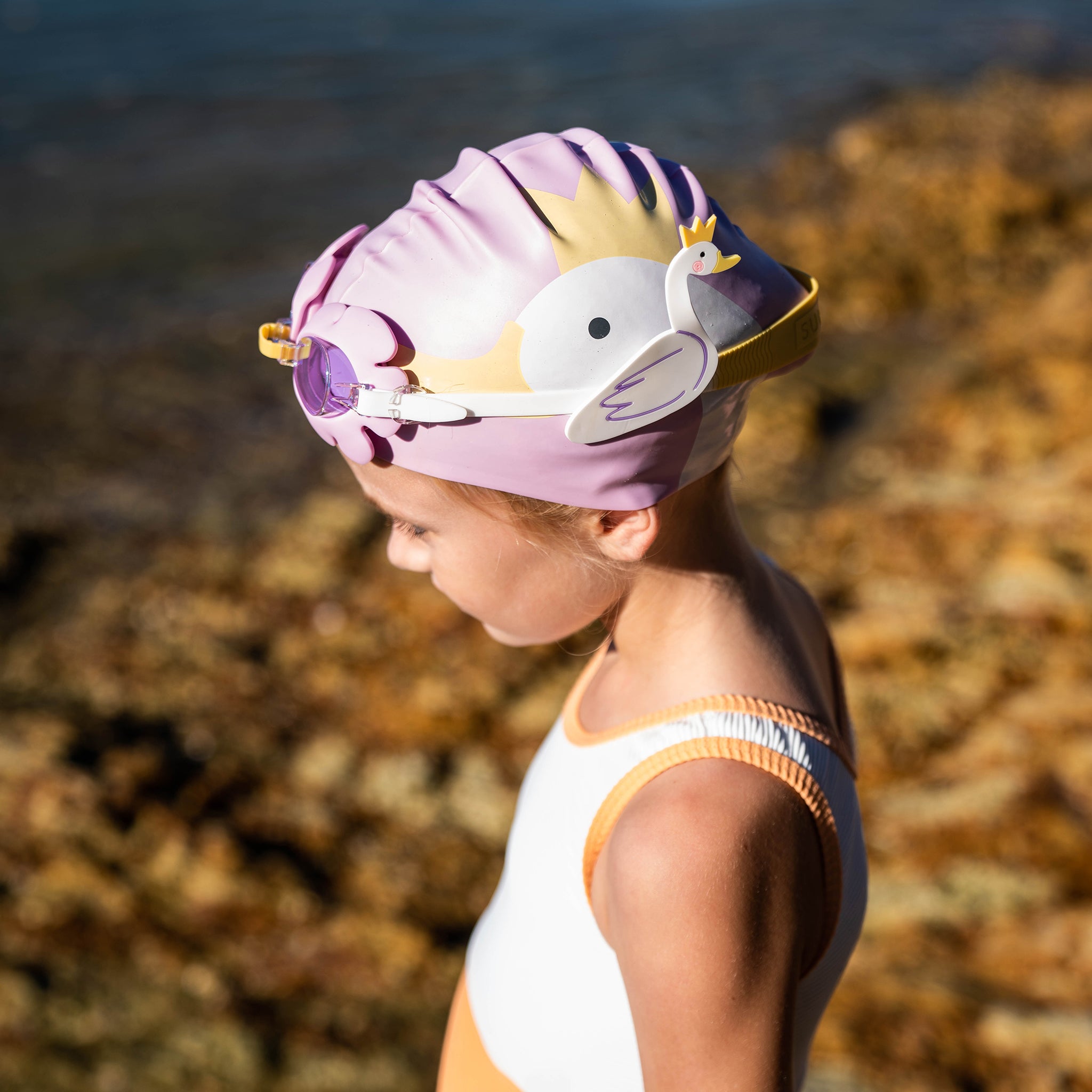 Kids Swimming Cap Princess Swan Multi SUNNYLiFE AU