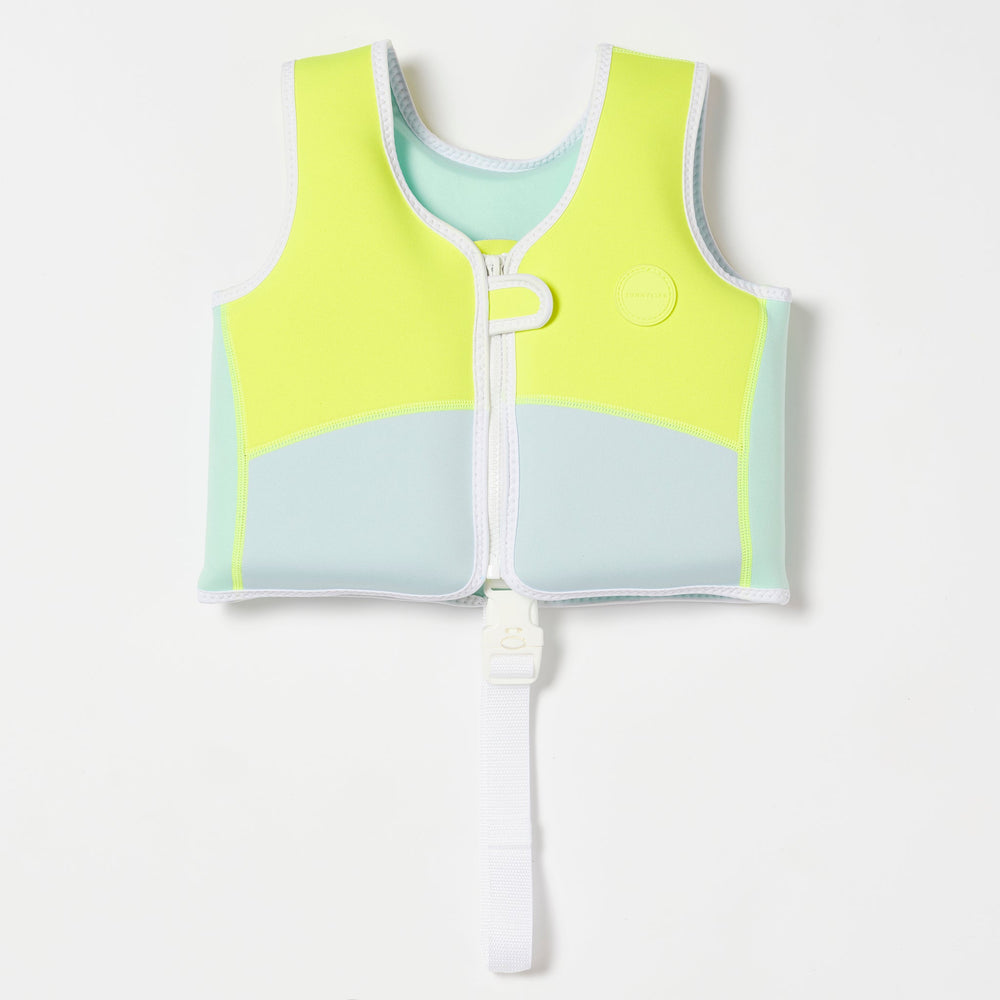 Kids Swim Vest 2-3 | Salty the Shark Aqua Neon Yellow