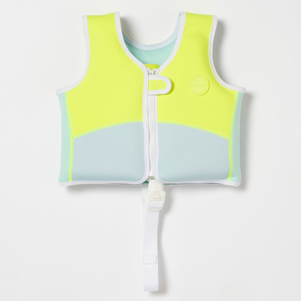 Kids Swim Vest 1-2 | Salty the Shark Aqua Neon Yellow